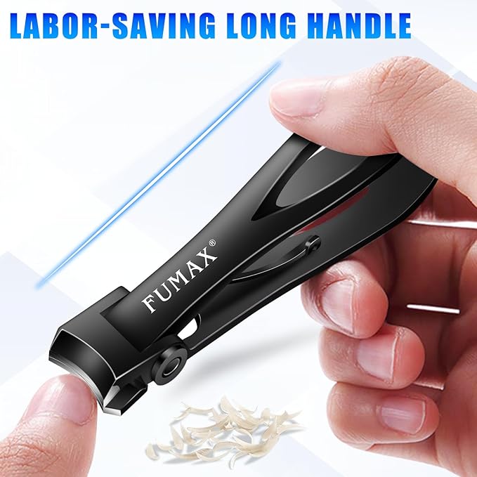 Toenail Clippers for Seniors for Thick Toenails with Wide Opening, Heavy Duty Angled Nail Clippers for Men with Long Handle, Large Fingernail Clippers with Catcher Gifts for Men Women Adults