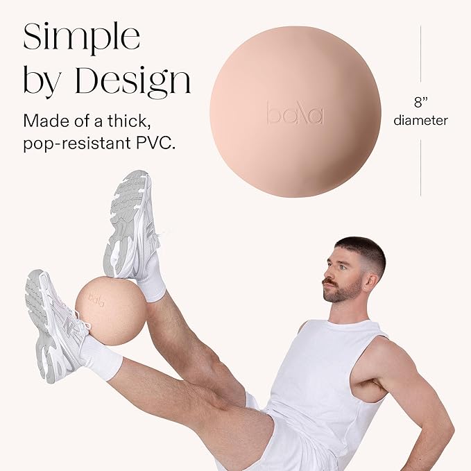 Bala Non-Weighted Exercise Ball - 8" Yoga Ball for Barre, Stretching, Strength & Core Training - Small Pilates Ball Workout Accessory with Mini Pump for Home Gym & Fitness Routines - 100% PVC