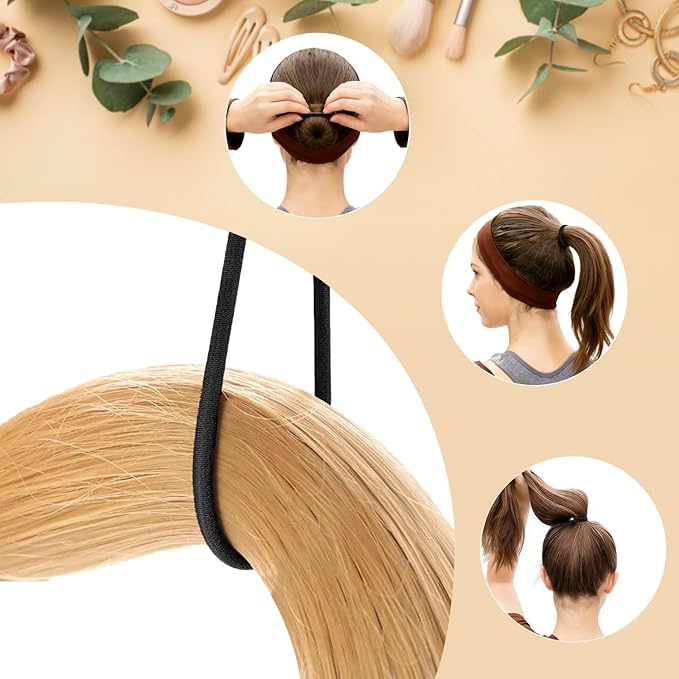 100PCS Black Hair Ties For Thick Hair, Ponytail Holders Hair Bands No Damage For Women, Elastic Thick Hair Ties Hair Bands For Girl Thin Hair (Black)