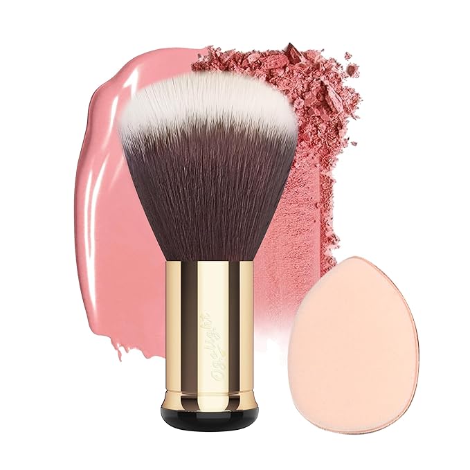 Kabuki Brush Blush Brush - with 3D Gradient Density Ultra-Soft Synthetic Bristles, Lightweight Non-Shedding Blush & Foundation Makeup Tool