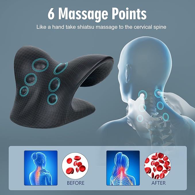ComfortLife Neck Stretcher for Pain Relief, Neck and Shoulder Relaxer Cervical Traction Device Pillow for Muscle Relax and TMJ Pain Relief(Black)