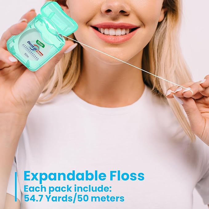 Geiserailie 96 Pack Dental Floss Bulk Mint Flavored Floss 50m Each Travel Dental String Oral Care for Teeth Protection(Square Box)