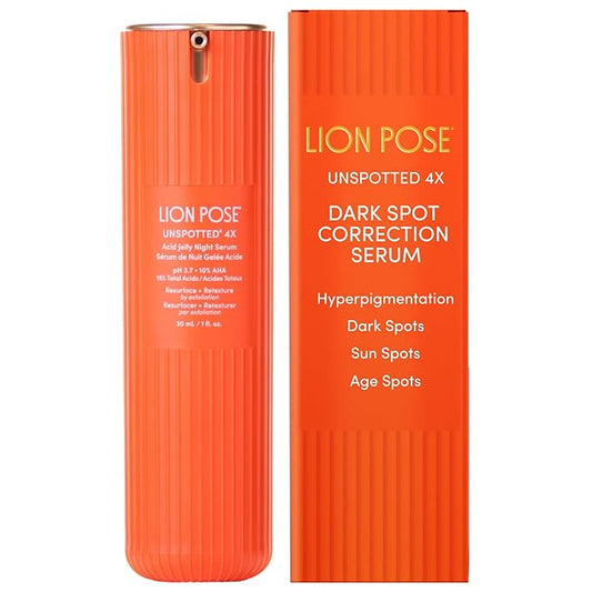 UNSPOTTED 4X Dark Spot Correction Serum for Face and Body, Exfoliating AHA Serum, Hydrating Formula With Azelaic, Glycolic, Lactic & Tranexamic Acids, Age & Sun Spot Remover, 1oz