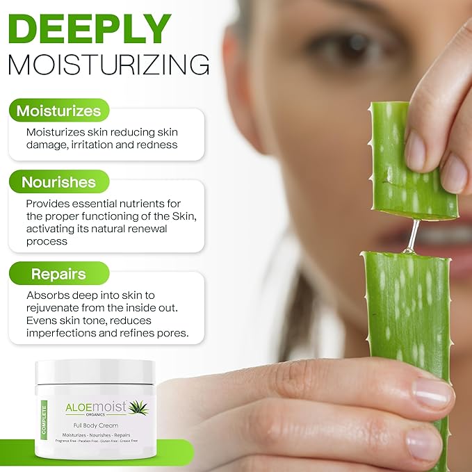 Organic Aloe Vera Face Cream & Body Moisturizing Cream, Natural Aloe Vera Lotion with Vitamin E Oil, Vitamin C, Retinol Cream, Shea Butter – Anti Aging Face Moisturizer for Women, Dry Skin (4 oz)