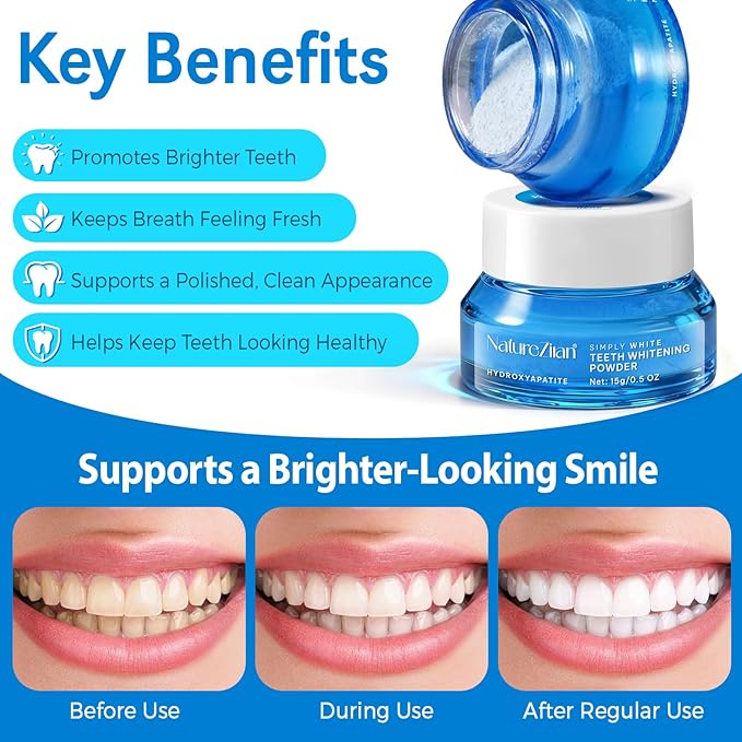 Teeth Whitening Powder - Removes Stains - No Sensitivity - Breath Freshener, Coffee Stain Remover - Toothpaste Powder