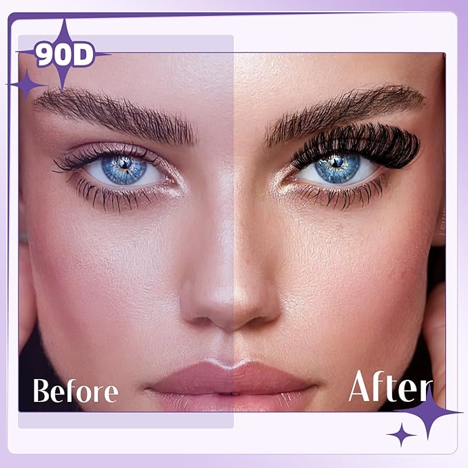 Lash Clusters 90D Individual Lashes Eyelash Clusters Supersoft D Curl Cluster Eyelash Extensions 10-18 Mixed Eyelash Extension Wispy Volume Cluster Lashes DIY at Home (90D-D-10-18MIX)