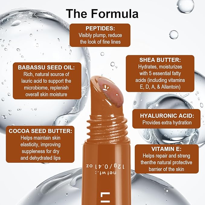 Deep Hydrating Lip Butter Balm - Hydrating Lip Treatment with Glossy Finish, Shea Butter, Vitamin E, Peptides & Hyaluronic Acid - Vegan, Non-Sticky, Lip Care - 4 Pack(4 COLORS-Unscented)