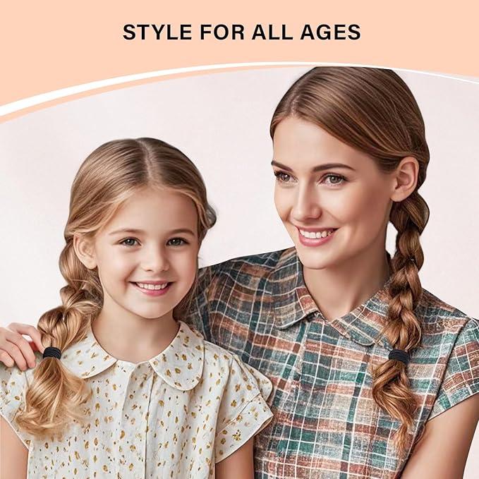 Youxuan Black Small Elastic Hair Ties, Soft, Stretchy, and Non-Damage Hair Bands, 100 Pcs Strong, Durable Mini Rubber Bands for Toddlers, Girls and Women