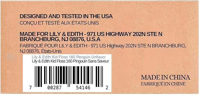 LILY & EDITH Straw Wheat Kids Flossers 160ct, Plant Based Dental Floss Picks for Children, Fluoride & Chemical Free(PFA Free), Penguin Flossing Sticks for Toddler, Paper Package, Unflavored
