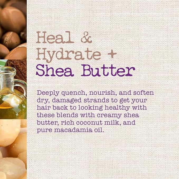 Maui Moisture Heal & Hydrate + Shea Butter Shampoo & Conditioner Bundle, Hair Care Set with Shea Butter & Aloe Vera for Dry, Damaged Waves & Curls, Silicone-Free, Two Pack, 2 x 13 fl. oz