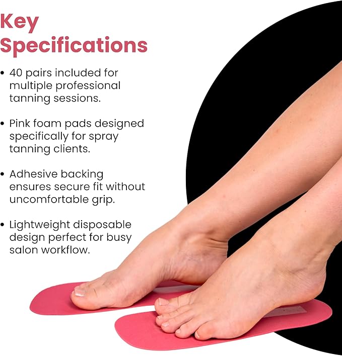 Professional 40 Pairs Spray Tan Feet Pads - Disposable Foam Feet Protectors for Tanning Hygienic & Comfortable Feet for Spray Tanning - Spray Tan Foot Covers for Tanning Tent (Pink)
