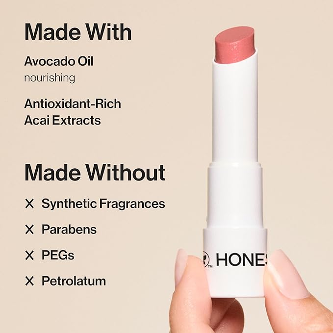 Honest Beauty Moisturizing Vegan Tinted Lip Balm, Antioxidant-Rich, Acai Extracts Avocado Oil, Paraben and Cruelty-Free, Plum Drop