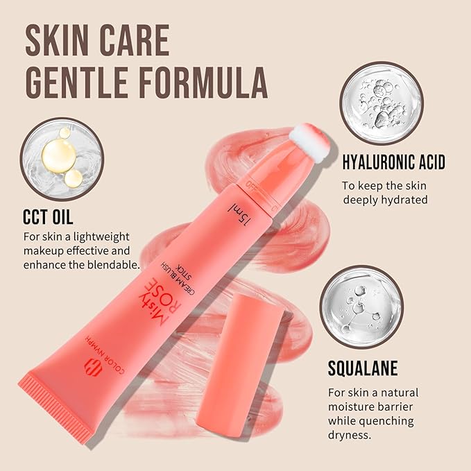 Color Nymph Liquid Blush For Cheeks, Liquid Makeup Blush Beauty Wand High Pigment Flushed Cheeks Hydrating Cream Blusher For Radiant Fine Texture Lasting Easy Makeup Blending - Natural Pink Blusher