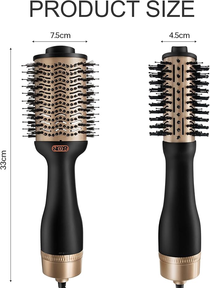 Noor 4-in-1 Hot Hair Dryer Brush Frizz Control Blowout Styling Brush for Drying Straightening and Volumizing All Hairstyles Frizz-Free Smooth Salon Look in One Easy Step