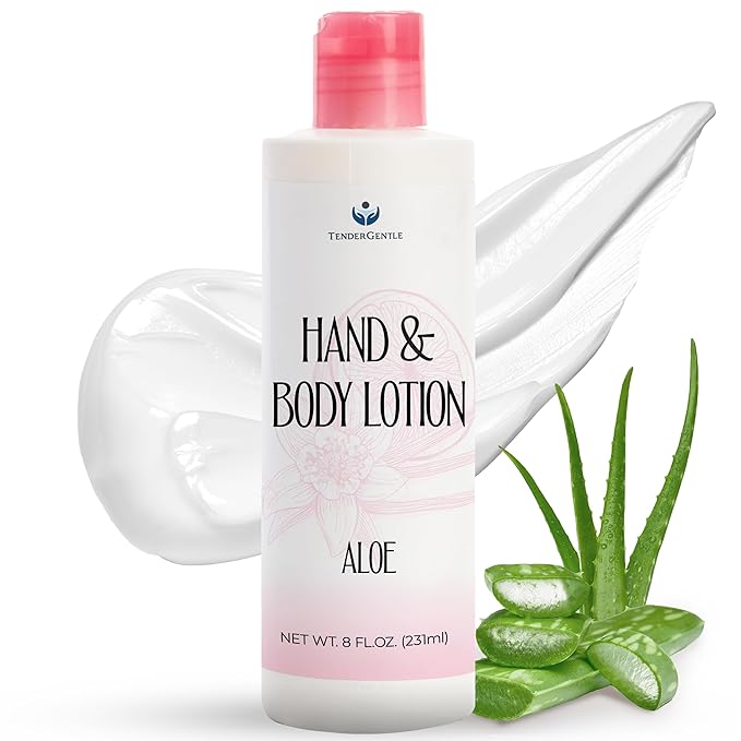 TenderGentle Aloe Lotion for Hands and Body - 8 oz of Aloe Vera Lotion for Dry Skin - Good for Sensitive Skin and Extra and Severely Dry Skin - Aloe Vera Moisturizer