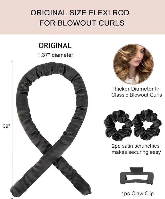 Heatless Curls Overnight No Heat Flexi Rods Large Jumbo Hair Rollers Curlers to Sleep In for Long Hair, Soft Satin Heatless Curling Rod Set for Women Beauty Curly Hair Styling Tools Accessories
