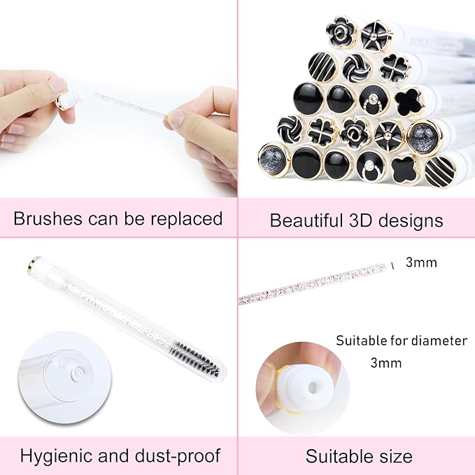 20pcs Mascara Wands Tube Reusable Lash Spoolies Black Classic Eyelash Brush Tubes Spoolies Lash Extension Brushes Applicators Makeup Tools (Black Classic-MIX)