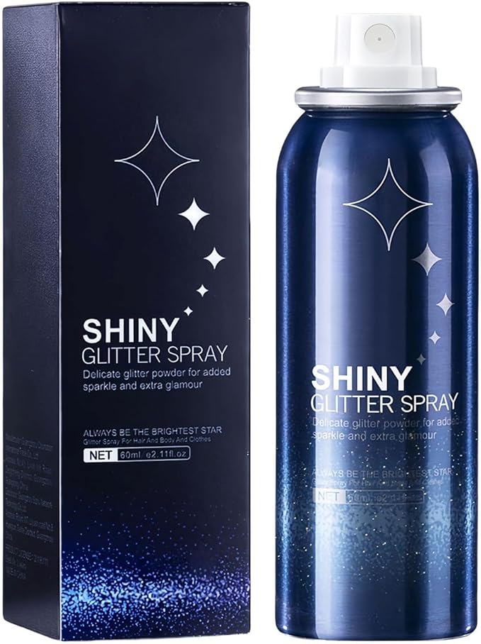 Body Glitter Spray, Perfect Glitter Spray for Body and Hair&Clothes Music Festival Stage Makeup and Festival Rave (2.11 Fl Oz)
