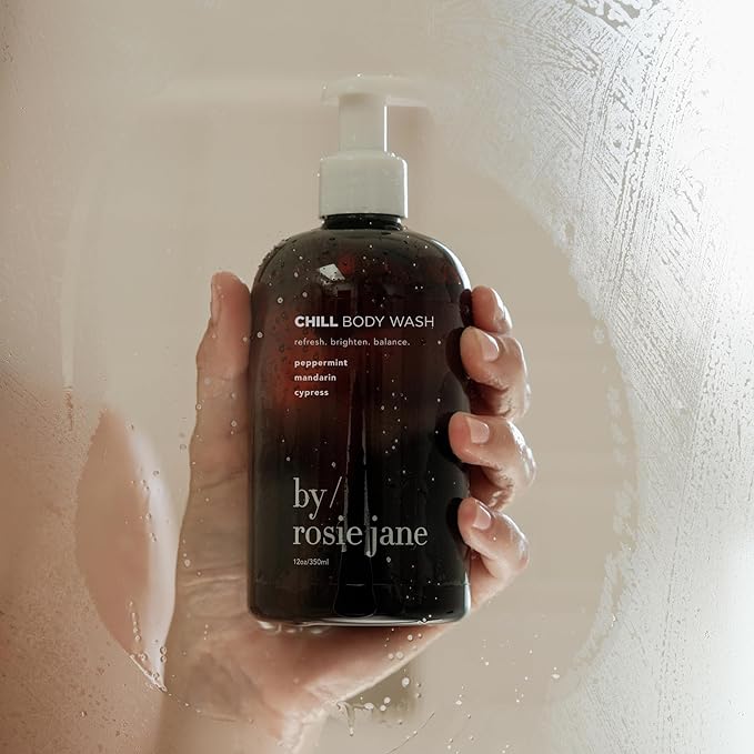By Rosie Jane Chill Body Wash - Creamy, Hydrating Body Wash Made with Peppermint, Mandarin & Cypress - Supports Skin Elasticity & Builds Collagen - Vegan & Non-Toxic (350ml)