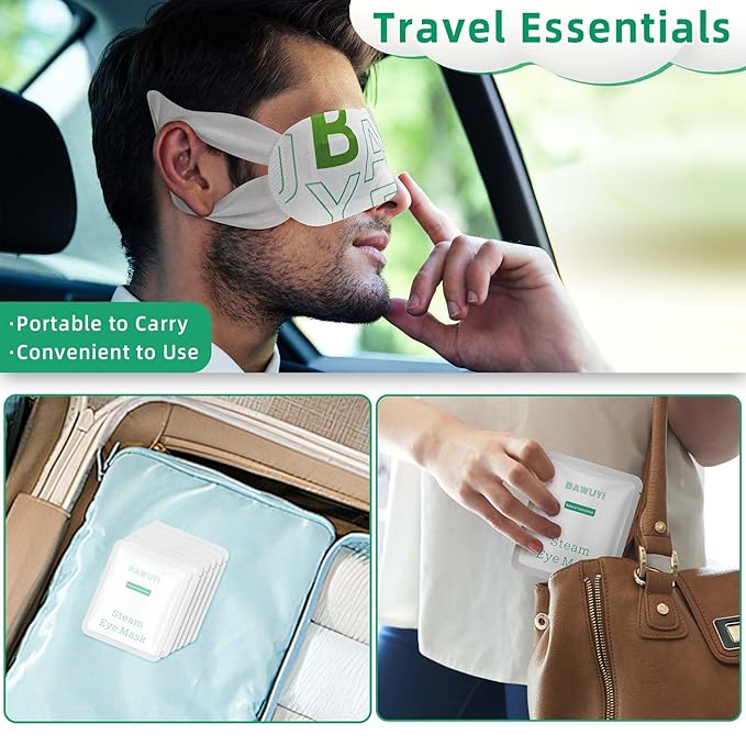 BAWUYI 12 Packs Self Heating Eye Masks for Dry Eyes Disposable Heated Eye Mask Warm Compress Sleep Mask Stress Relief Travel Ready Relaxation Unscented