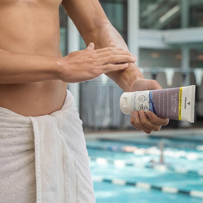 TRIHARD Chlorine Defense Body Lotion for Swimmers, Protects and Hydrates Sensitive Skin from Pool and Ocean, Pre and Post Swim Chlorine Protection from Hard Water and Chemicals (Pack of 2)