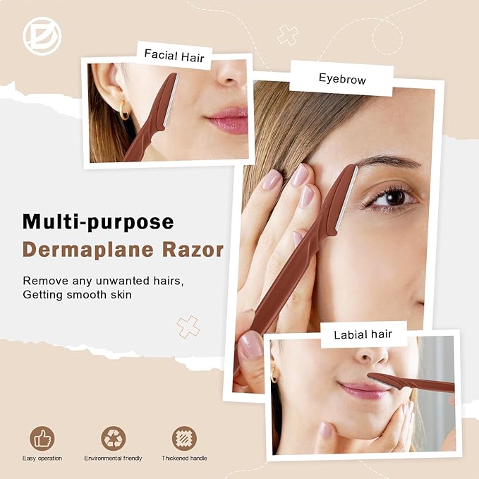 D Dermaplane Razor for Women Face - 18PCS Face Razors for Women - Eyebrow Razor with Precision Cover - Dermaplaning Tool for Face - Face Shaver for Women - Facial Hair Removal for Women - Neutral