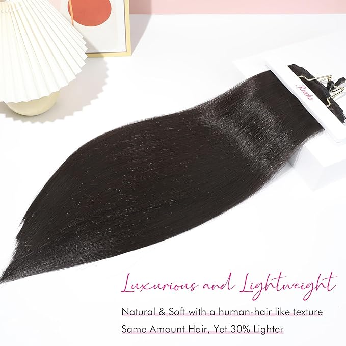 REECHO Hair Extensions, 11PCS Clip in Hair Extensions 24" Long Straight hair extensions HE005 Natural Soft Synthetic Hairpieces for Women – Black Brown