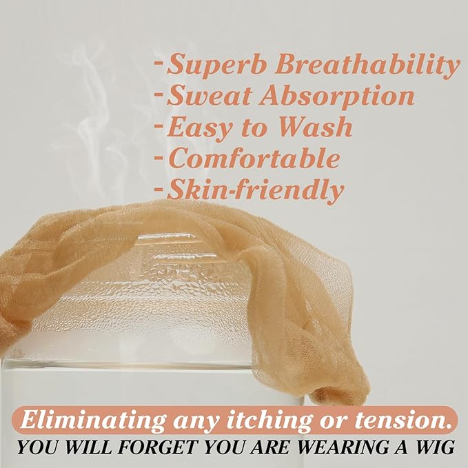 BEEOS Skinlike HD Wig Cap, 4 Pieces Invisible and Sheer Breathable Ultra-thin Stretchy Stocking Caps for Lace Front Wigs
