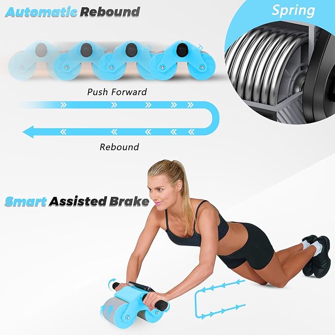 Automatic Rebound Abdominal Wheel Workout,2 Wheels