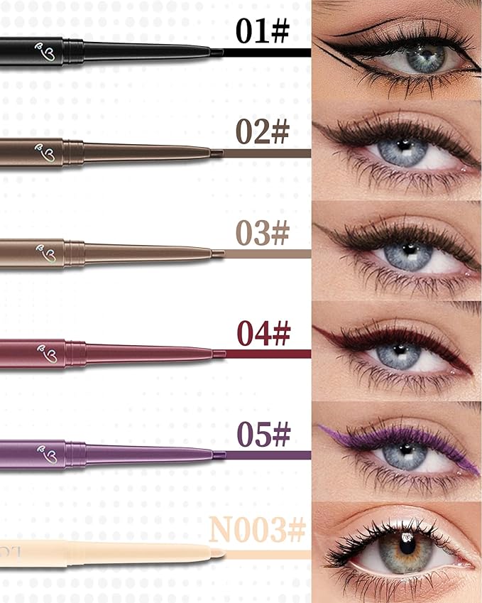 Burgundy Gel Waterline Eyeliner, Glides on Smooth Eyeliner Pencil, Matte Cream Soft Texture, Waterproof Smudge-Proof Long Wear Eye Liner Pen, High Pigment Colorful Eye Liner Makeup for Women-04(2Pcs)