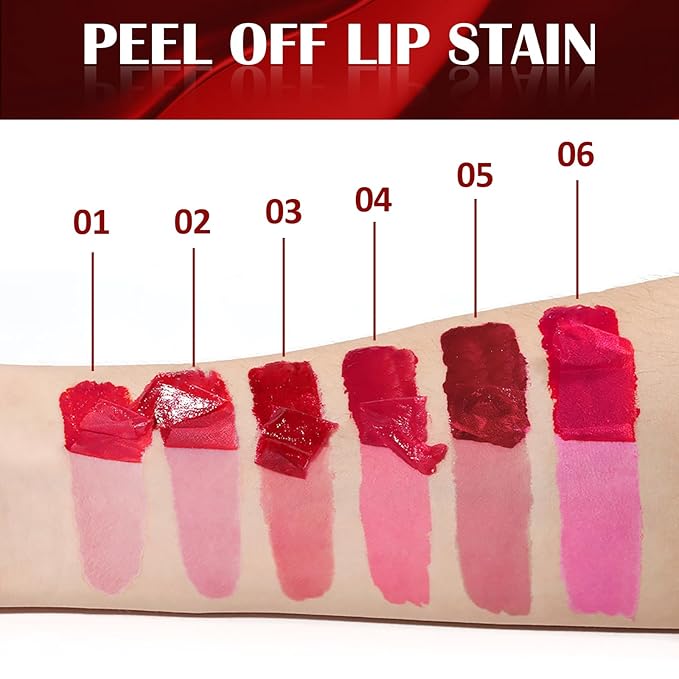 Peel Off Lip Liner Stain, Peel Off Lip Stain with Matte Finish, Peel Off Mask Tint, Waterproof, Long Lasting, Transfer Proof Red Lip Tint, Highly Pigmented Color