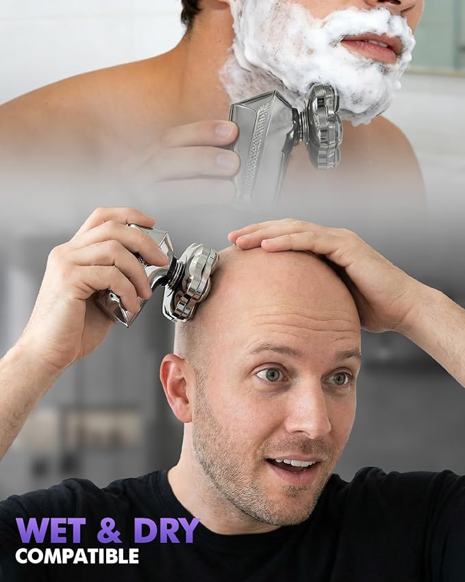 Head Shavers for Blad Men, 7D Floating Blades Electric Head Shaver, IPX7 Waterproof Wet Dry Bald Head Shaver, Magnetic Detachable Rechargable Head Shavers, Valentine's Day Gifts for Male