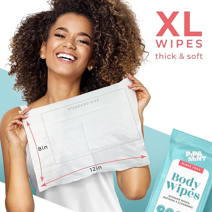 Wet Wipes Enhanced with Vitamin E and Aloe Vera | Face Wipes, Body Wipes for Adults Fragrance Free, Shower Wipe for Women & Men, Mini Travel Essentials (80 Individually Wrapped)