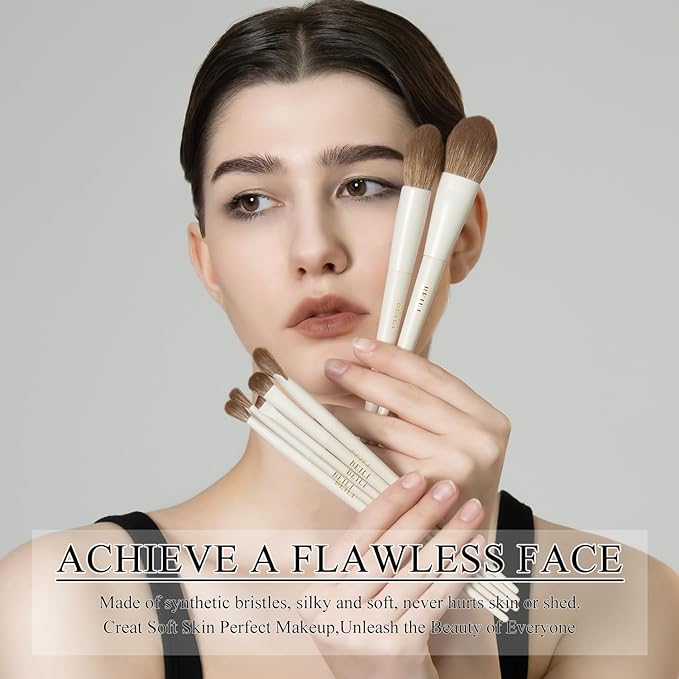 BEILI 15-Piece Makeup Brush Set, Premium Synthetic Bristles, Foundation Powder Contour Blush Concealer Eye & Blending Brushes, Elegant Full Face Collection