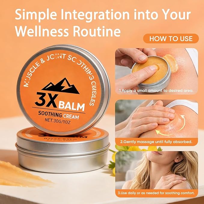 3X Moun Tain Relief Balm, 3X Balms with Organic Arnica & Camphor - Soothing Body Cream for Neck，Knee, Foot, Back & Joint Relief - Fast Absorbing, Non-Greasy Formula(2PCS)