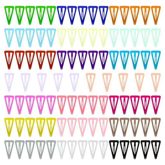 Hair Clips ECADY (100-Pack 20-Colors) Triangle Non-Slip Snap Barrettes for Girls, Women, Kids - 2 Inch