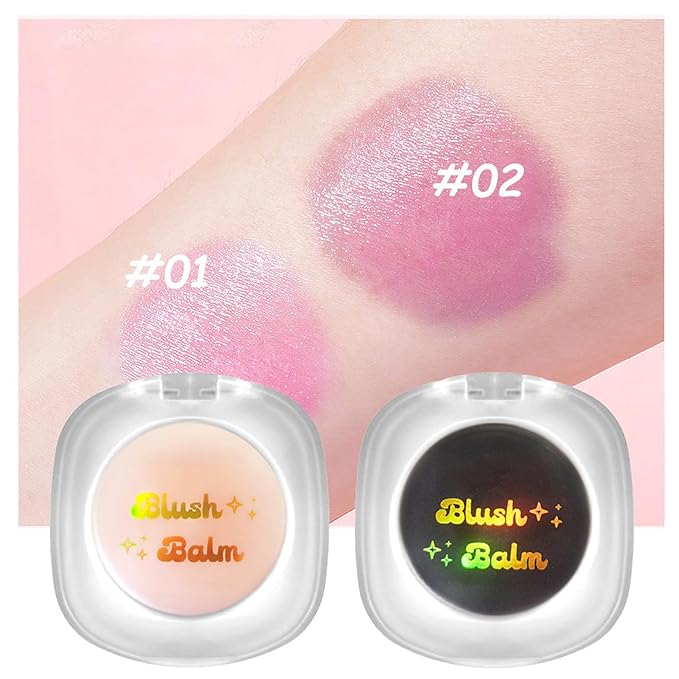Color Changing Blush,3-in-1 Warm Change Blush,Pink Cream Blush,Transparent Skin Tone(01+02)