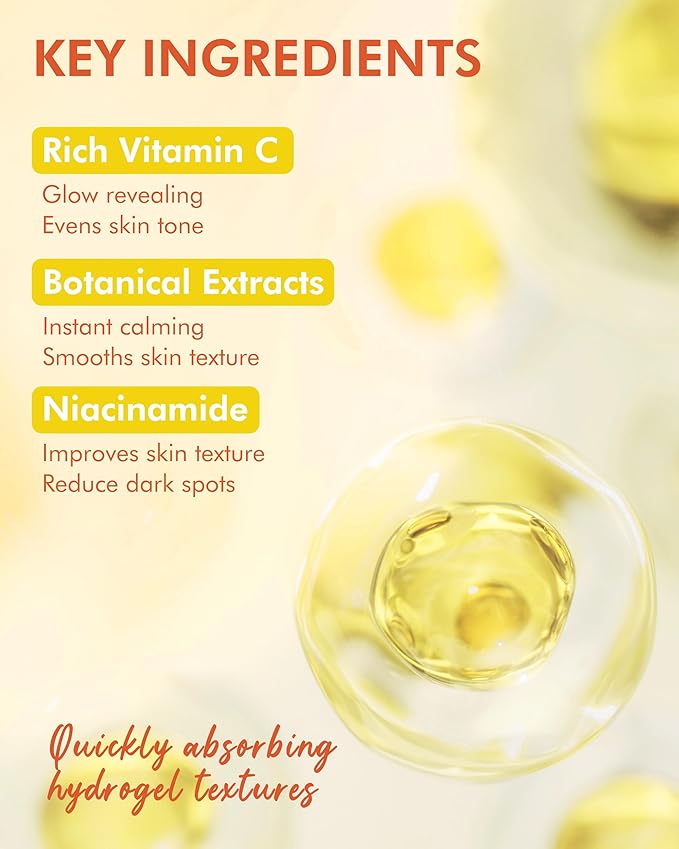 DERMAL Vitamin Hydrogel Melting Mask (4 Pack) - Korean Overnight Brightening Gel Face Mask with Vitamin Complex - Dark Spot & Dullness Care for Glassy Skin - K-Skincare Ritual