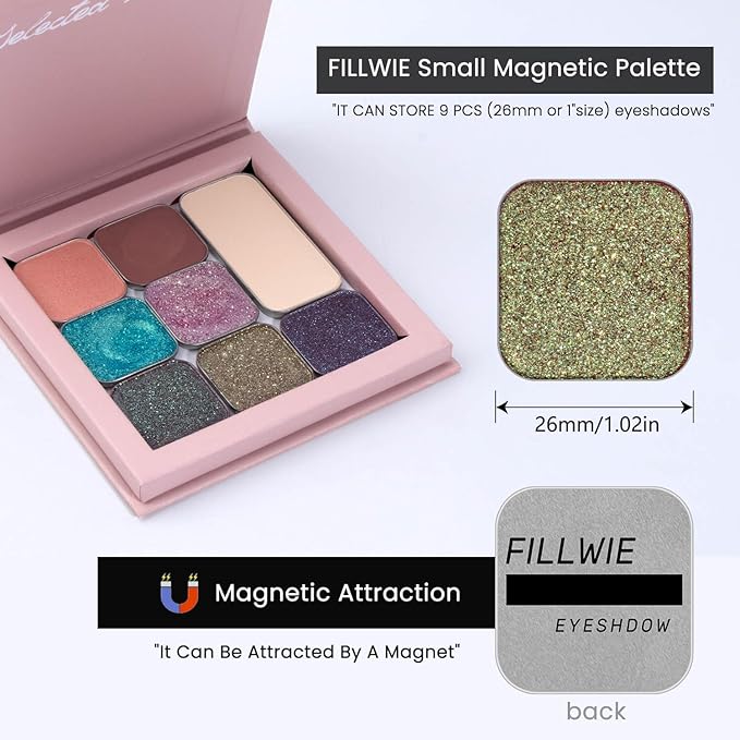 Duochrome Chameleon Eyeshadow, Iridescent Green- Mauve Shift, Pressed Powder, High Pigment, Smudge-Proof, Long Wear Eye Makeup, Square Metal Pan, Fits Magnetic Makeup Palettes (Forest Nymph)