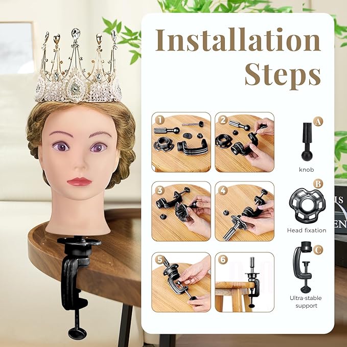 28 Inch Mannequin Head 80% Human Hair with Tripod Stand,Mannequin Cosmetology Manikin Practice Doll Head with stand,Braiding Hairdressing Head for Hair Styling with Table Clamp + DIY Hair Styling Set
