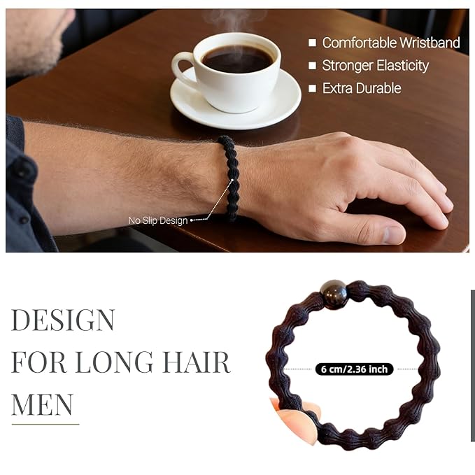 Large Hair Ties for Men and Women,Girls,Boys, Thick Ponytail Holders For Daily Use, 12 Packs,Durable,No Tangle,No damage (black)