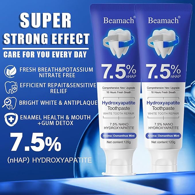 Hydroxyapatite Toothpaste - Fluoride-Free Nano Hydroxyapatite Toothpaste 7.5 | Enamel Repair | Breath Freshening | Mild Mint | Appropriate for Sensitive Teeth 4.23oz (1)