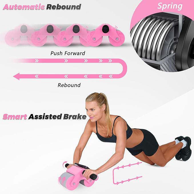 Automatic Rebound Abdominal Wheel Workout,2 Wheels