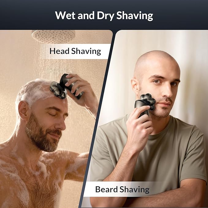 Head Shavers for Bald Men - 7D Arc Electric Razor with Magnetic Detachable Head, Waterproof Wet Dry 5-in-1 Electric Shaving & Grooming Kit, LED Display Rechargeable Head & Body Hair Shaver, Grey
