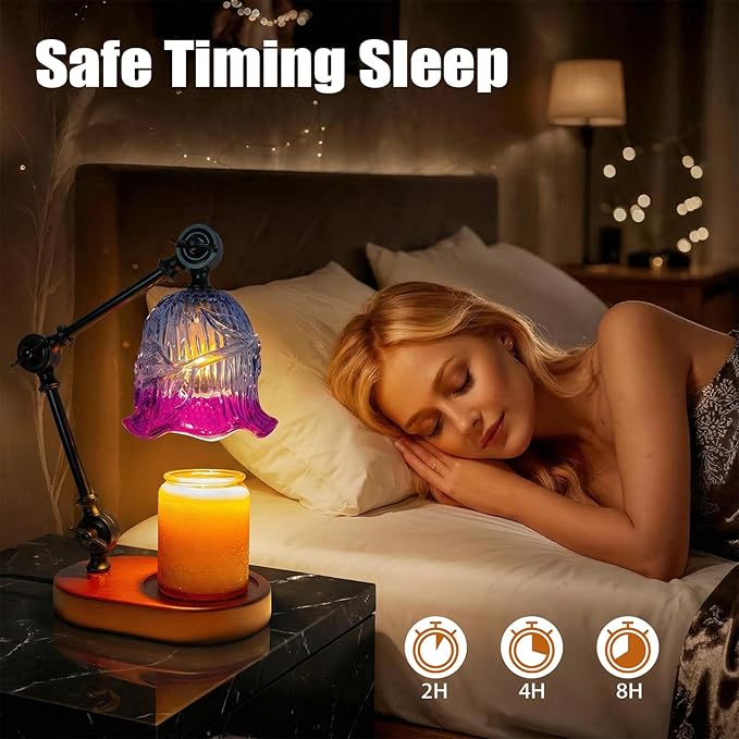 Candle Warmer Lamp, Dimmable Wax Melting Warmer with Adjustable Height, Bedroom Living Room Home Decor, Birthday Relaxation Gifts for Women (Purple1, Large)
