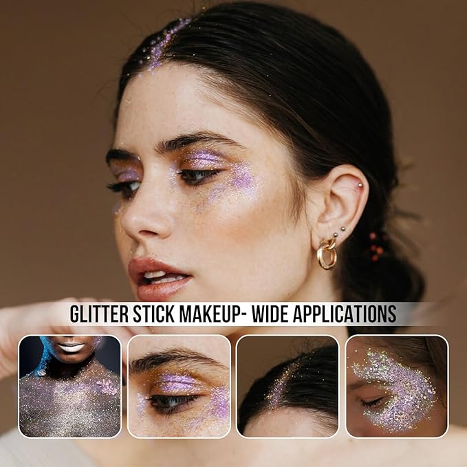 Brzeaf Fairy Costume Body Face Glitter, Shimmery&Long Lasting, Waterproof Chunky Glitter for Face/Body/Hair/Eyes, Singer Concert Music Rave Festival