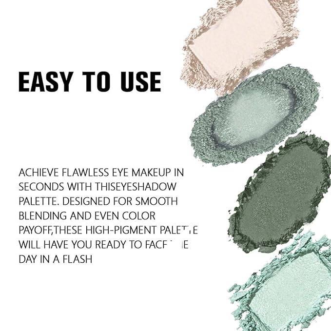 K'APEINE Eyeshadow Palette,Light Green Eye Shadow Matte Glitter Makeup Palette 4 Colors Mini High Pigmented Eyeshadows Long-lasting for Woman Girls Party,Music Festival, Stage Performance,Appointment