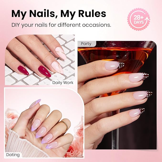 Beetles Gel Nail Tips Curve-EX - Almond Medium, 160pcs 16 Sizes, Etch-X Half Matte Full Cover Soft Acrylic False Press on Nail Tips Easy DIY Nail Extension Art Salon for Curved & Natural Nail Beds