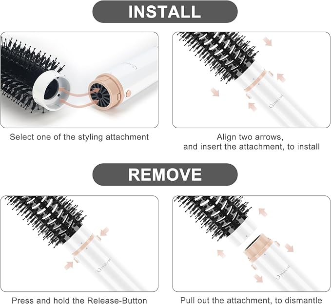 6-in-1 Hair Dryer Brush, 110,000 RPM High Speed Hair Dryer with Air Straightener, 28mm AUTO Curlers, IG INGLAM MegaAIR 2.0 Multi-Styler Set Volumizing and Shape, White
