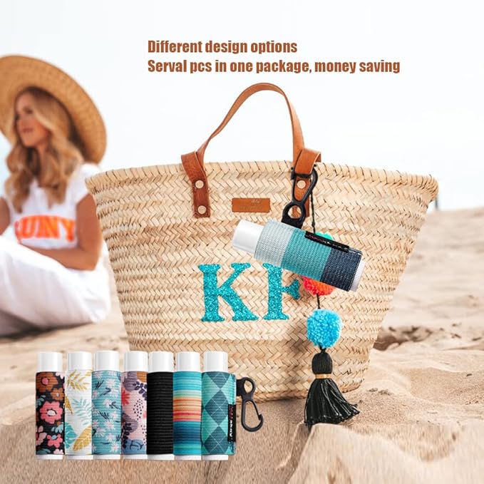 Lip Balm Holder Sleeves Keychain Chapstick (Floral